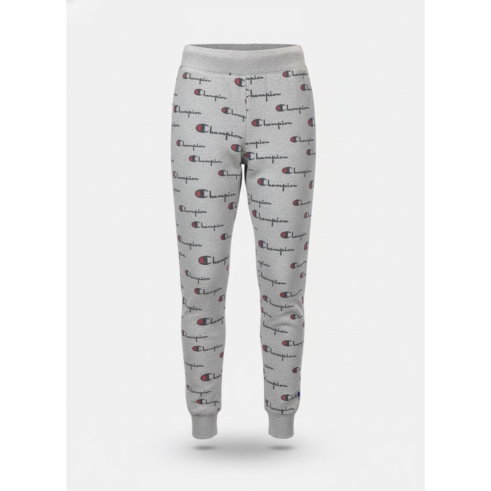 Champion Reverse Weave Gray All Over Logo Print Joggers Mens Medium 1763